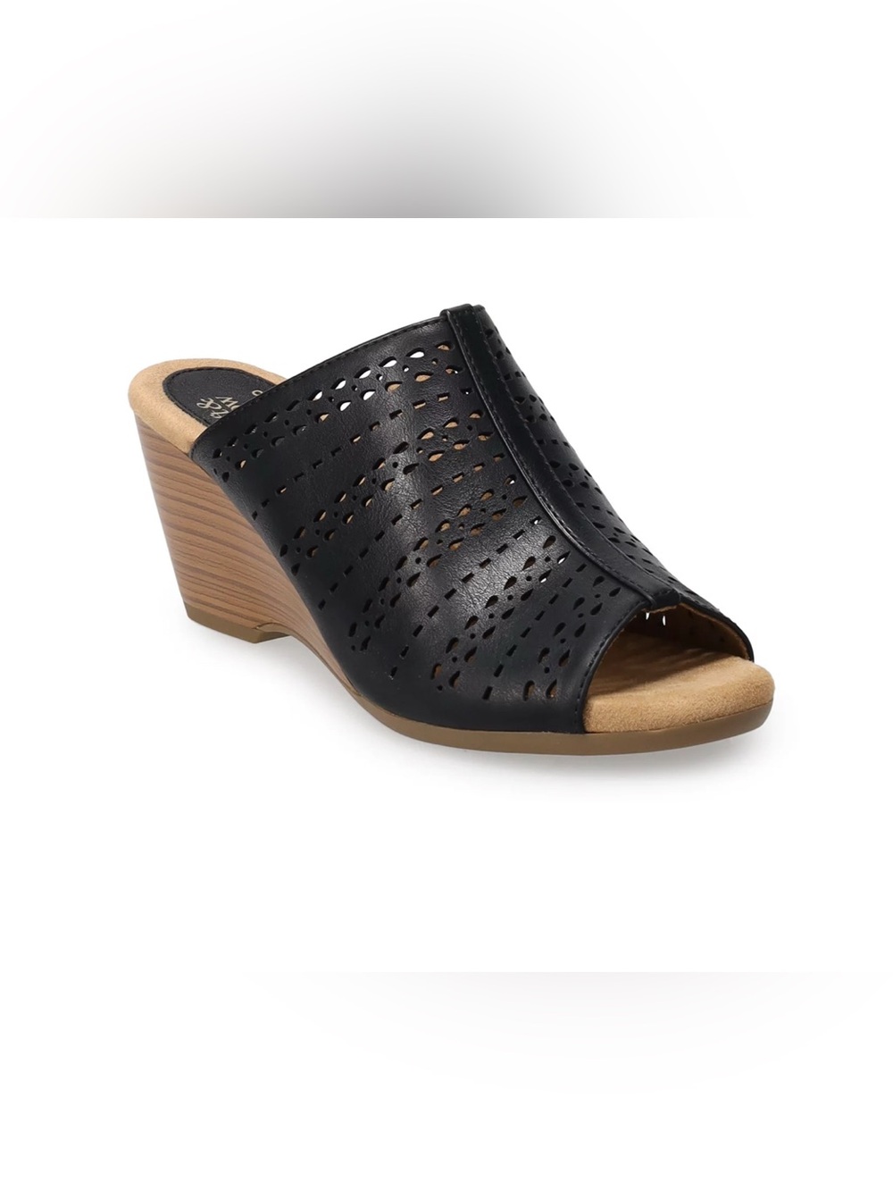 croft & barrow Black Perforated Wedge Mule